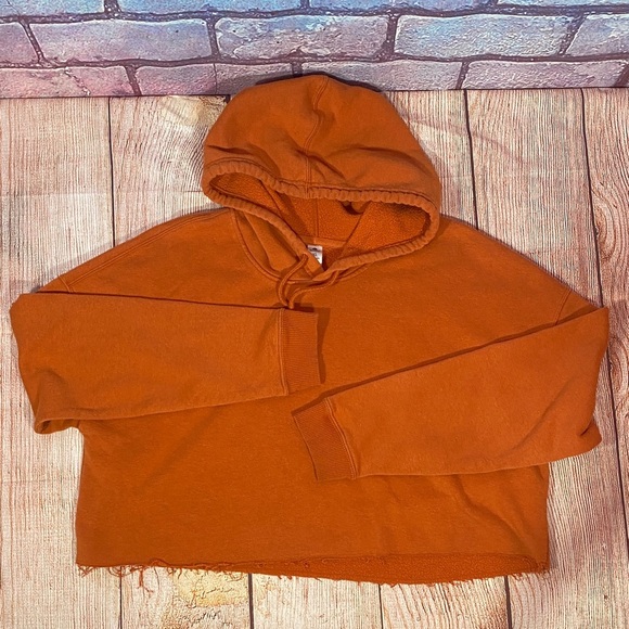 90 Degree Women’s XL Cropped Hoodie Rust Orange Pullover Sweatshirt - Picture 8 of 8